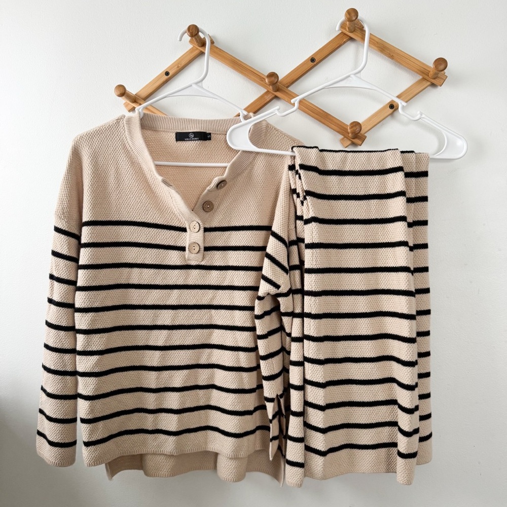 Striped matching knit set S